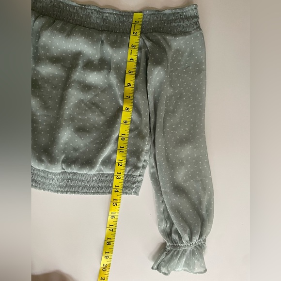 Abercrombie & Fitch XS Green Polka Dot Off the Shoulder Blouse Top - Picture 7 of 8